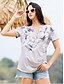 cheap Women&#039;s T-shirts-Women&#039;s T shirt Tee Henley Shirt Floral Holiday Weekend Button Print White Short Sleeve Tunic Basic Round Neck
