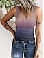 cheap Tank Tops &amp; Camis-Women&#039;s Tank Top Cotton Color Gradient Button Print Daily Vacation Casual Sleeveless U Neck Pink Summer