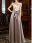 cheap Wedding Guest Dresses-A-Line Sheath / Column Wedding Guest Dresses Elegant Dress Wedding Guest Floor Length Sleeveless Cowl Neck Chiffon Backless with Bow(s) Pleats Ruched 2024