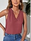 ieftine Bluze simple pentru femei-Rezervor Pentru femei Negru Alb Roșu-aprins Simplu Sexy Stradă Zilnic Modă În V Fit regulat S