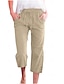 رخيصةأون سراويل تحتية قصيرة للنساء-نسائي سراويل خليط كتان / قطن جيوب جانبية طول الساق نبيذ للربيع والصيف