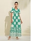 זול הדפס שמלת קז&#039;ואל-שמלת מקסי חגורה גיאומטרית עם נקודות סאטן