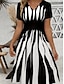 voordelige Casual jurken-Dames Geometrisch Streep Afdrukken V-hals Mini-jurk Casual Feest Korte mouw Zomer Lente