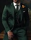 baratos Fatos-Ternos de casamento masculinos verdes escuros, 3 peças, cor sólida, slim fit, peito único, dois botões, 2024