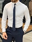billige Skjorter-hvid herre skjorte med langærmet standard pasform ensfarvet polyester 2024