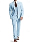 preiswerte Anzüge-Silberner, hellblauer, schwarzer Hochzeitsanzug für Herren, einfarbig, 3-teilig, Standard-Passform, einreihig, mit einem Knopf, 2024