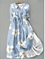 cheap Print Dresses-Women&#039;s Graphic Print Lapel Dolman Sleeve Midi Dress Vintage Home Daily Short Sleeve Summer