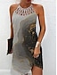 Χαμηλού Κόστους Print Φορέματα-Γυναικεία Καθημερινό φόρεμα Σλιπ Φόρεμα Διαβάθμιση χρώματος Μαρμάρινη εκτύπωση Με κοψίματα Στάμπα Τιράντες Μίνι φόρεμα Χαβανέζα Καθημερινό Καθημερινά Διακοπές Αμάνικο Καλοκαίρι
