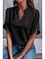 Недорогие Базовые плечевые изделия для женщин-Блуза Жен. Джинсовый Синий Черный Белый Сплошной/однотонный цвет Классический Повседневные Элегантный стиль V-образный вырез S