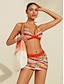 tanie markowe stroje kąpielowe-zestaw bikini o przedłużonym kroju z haftowanymi paskami