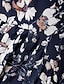 abordables Robes à motifs-Femme Mousseline de soie Robe Trapèze Floral Ourlet à volants Col V Manches Evasées Robe Maxi Elégant mode Rendez-vous Manche Courte Eté Printemps