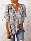 abordables Blusas y camisas de mujer-Mujer Camisa Blusa Floral Estampado Diario Vacaciones Casual Manga Corta Escote en Pico Blanco Verano