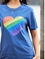 halpa Naisten T-paidat-Naisten T-paita Puuvilla 100% puuvilla Sydän Sateenkaari Kausaliteetti mielitietty Viikonloppu Painettu Musta Lyhythihainen Perus Pyöreä kaula-aukko