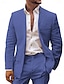 tanie Garnitury lniane-Szampańskie różowe błękitne męskie lniane garnitury ślubne letnie garnitury ślubne na plaży 2-częściowe solidne kolorowe dopasowane dopasowanie jednorzędowe dwa guziki 2024