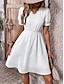 tanie proste sukienki-Damskie Codzienne sukienki Biała koronkowa sukienka z rękawami Sukienka mini Koronka Codzienny Półgolf Rękaw 1/2 Biały Kolor