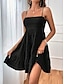 cheap Casual Dresses-Women&#039;s Chiffon Dress Plain Ruffle Shirred Spaghetti Strap Midi Dress Casual Sleeveless Summer Spring