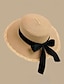 Недорогие Панамы-Жен. Шляпа Шляпа от солнца Компактность Защита от солнца на открытом воздухе Пляж Путешествия Бант Чистый цвет
