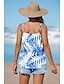 halpa Naisten hihattomat paidat ja aluspaidat-Naisten Hihaton Kuvitettu Painettu Loma Havaijilainen Hihaton V kaula-aukko Sininen Kesä