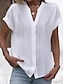 billige Basistopper for damer-Skjorte Blondeskjorte Bluse Dame 6 hvite Hvit عادي Blonde Knapp Gate Daglig Grunnleggende Moderne V-hals Normal S