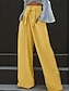 abordables jambe large et taille haute-Femme Ample Pantalon Polyester Poche Coupe haute Taille haute Longue Noir Eté