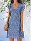 cheap Print Dresses-Women&#039;s V Neck Flutter Sleeve Midi Dress Short Sleeve Summer Spring