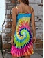 halpa Kuvioidut mekot-Naisten Painettu Spagettiolkaimet Mini mekko Trooppinen Havaijilainen Loma Hihaton Kesä