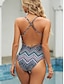 cheap One-piece swimsuits-Women&#039;s Swimwear One Piece Swimsuit Stripe Tropical Tropical Fashion Bathing Suits