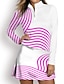 olcso Tervező kollekció-Női POLO trikó Világos rózsaszín Fekete / Fehér Hosszú ujj Napvédő Felsők Csík Ősz Tél Női golffelszerelések ruhák ruhák, ruházat
