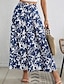 cheap Maxi Skirts-Women&#039;s Skirt A Line Swing Maxi Skirts Print Floral Holiday Vacation Summer Polyester Casual Boho Blue