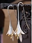 billiga Kvinnors-kvinnors vit klänning med blomma virkad stråhatt blomörhängen 4 st skjortklänning fritidsklänning maxiklänning volangknapp grundläggande daglig v-ringning 3/4-lång ärm sommar vårsemester strandklänning