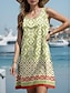 cheap Print Dresses-Women&#039;s U Neck Sleeveless Vacation Bohemia Summer Spring