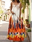 cheap Print Dresses-Women&#039;s Print Square Neck Long Dress Maxi Dress Sleeveless Summer