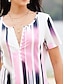 baratos T-Shirts de mulher-Mulheres Camiseta Camisa Henley Floral Gráfico Listrado Botão Imprimir Casual Tunicas Básico Manga Curta Decote V Rosa