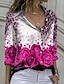abordables Chemises Pour Femme-Femme Chemise Chemisier Floral Léopard Bouton Imprimer Jaune manche longue Col de Chemise Printemps &amp; Automne