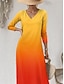 cheap Print Dresses-Women&#039;s Casual Dress Ombre Color Gradient Print V Neck Maxi Dress Tropical Vacation Short Sleeve Summer