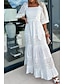 voordelige effen jurken-Dames Witte kanten trouwjurk Maxi-jurk met mouw Elegant V-hals Halve mouw Wit Blozend Roze Paars Kleur