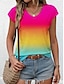 cheap Tank Tops &amp; Camis-Women&#039;s Tank Top Ombre Color Gradient Print Batwing Sleeve Rainbow Sleeveless V Neck Summer
