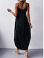 cheap Plain Dresses-Women&#039;s Black Dress Maxi Dress Backless Split Vacation Streetwear Maxi Strap Sleeveless Black Wine Navy Blue Color