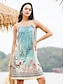 preiswerte Bedruckte Kleider-Damen skims dress Blumen Bedruckt Gurt Minikleid Tropisch Hawaiianisch Täglich Urlaub Ärmellos Sommer Frühling