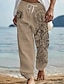 ieftine Pantaloni imprimati pentru barbati-Bărbați Hawaiană Retro Pantaloni Tipărire 3D Pantaloni cu picior drept Talie medie Talie elastică cu șnur În aer liber Stradă Concediu Vară Primăvară Toamnă Camel Potrivire lejeră Inelastic