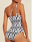 tanie markowe stroje kąpielowe-Geometryczny kostium kąpielowy na jedno ramię