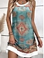 cheap Print Dresses-Women&#039;s Casual Dress Graphic Tiered U Neck Midi Dress Sleeveless Summer Folk prints