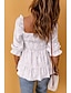 preiswerte Basic-Damenoberteile-Hemd Bluse Damen Weiß Blumen Rüsche Fließende Tunika Strasse Täglich Modisch Quadratischer Ausschnitt Regular Fit S