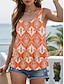 cheap Tank Tops &amp; Camis-Women&#039;s Tank Top Vest Geometric Ruffle Print Sleeveless U Neck Orange Summer