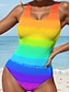 Χαμηλού Κόστους Ολόσωμα μαγιό-γυναικεία μαγιό μονοκόμματη ombre παραλία ουράνιο τόξο ντεγκραντέ χρώματος