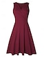 ieftine rochii vintage simple-Pentru femei Plisată Rochie de epoca Rochii Midi Elegant Simplu În V Fără manșon Zilnic Dată Roșu Vin Roșu Deschis