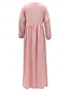 olcso design pamut és len ruhák-Női hétköznapi ruha Pamut vászon ruha Maxi hosszú ruha Alap Alap Napi V-alakú Háromnegyedes Nyár Tavasz Arcpír rózsaszín Sima
