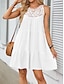ieftine rochii simple-Pentru femei Rochie albă Rochie Mini Dantelă Peteci Vacanță Casual Stil Nautic Fără manșon Negru Alb Roșu-aprins Culoare