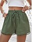 baratos Calções de mulher-short feminino poliéster liso depressão verde simples cintura alta férias