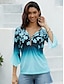 billige Bluser og trøjer til kvinder-Dame Skjorte Bluse Blomstret Farvegradient Knap Trykt mønster Ferie Basale Neon &amp; Bright 3/4-ærmer Rund hals Lyserød